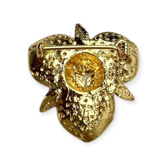 Handmade Gold-Tone Textured Rumduol Flower Brooch with Gift Box New - Picture 2 of 4